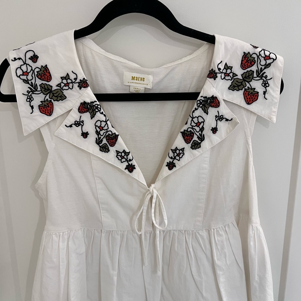 Maeve White Embroidered Top